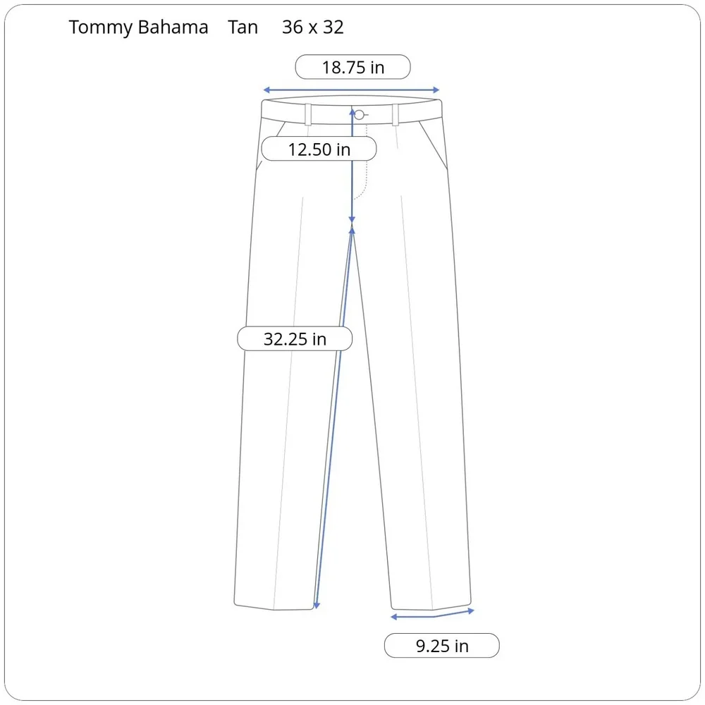 Tommy Bahama Silk & Bamboo Men's 36 x‎ 32 Tan Herringbone Pleated Chino Pants